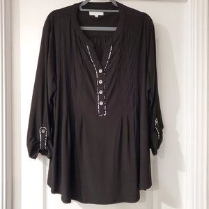 NWOT New Directions Top 3X Black with White Trim